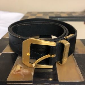 Daks London England Black Leather Belt Vintage Xs - image 1